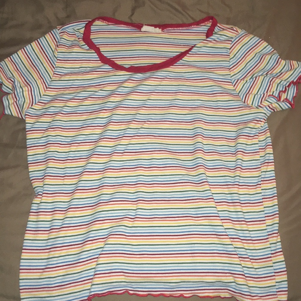 Striped ruffle ended shirt